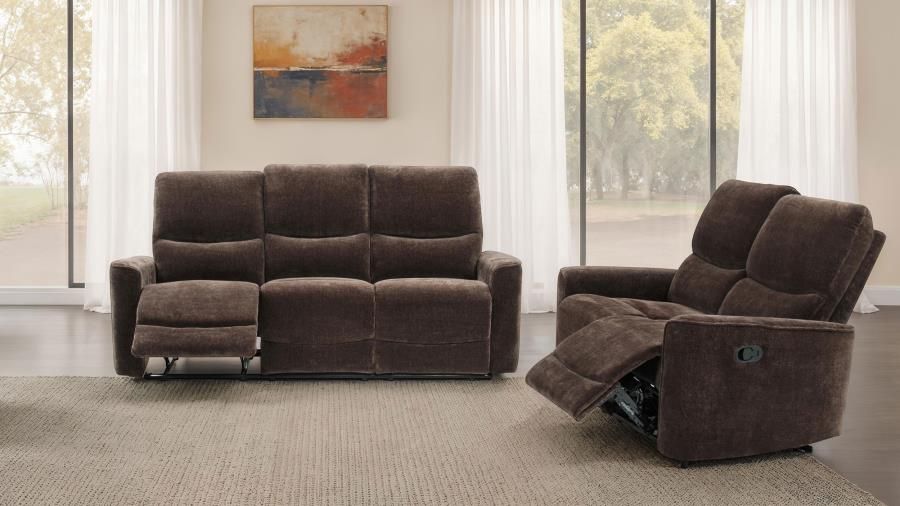 Navarro Upholstered Reclining Sofa Set Dark Brown, Sets: 2-Piece