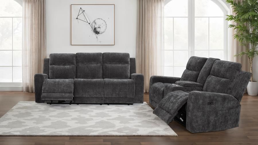 Kennett Chenille Power Reclining Sofa Set Dark Grey, Sets: 2-Piece