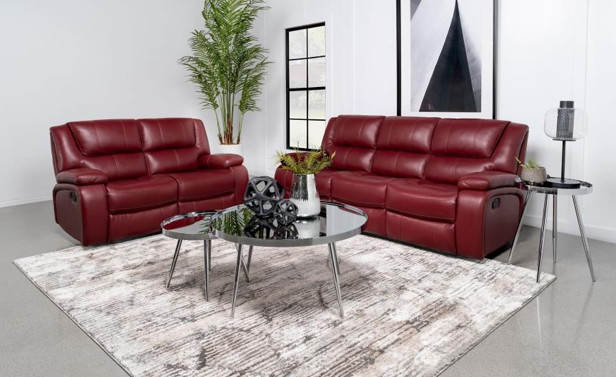 Camila Upholstered Reclining Sofa Set Red, Sets: 2-Piece