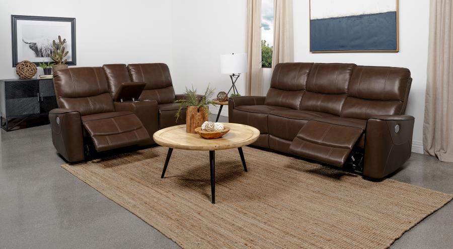 Greenfield Power Reclining Sofa Set Saddle Brown, Sets: 2-Piece