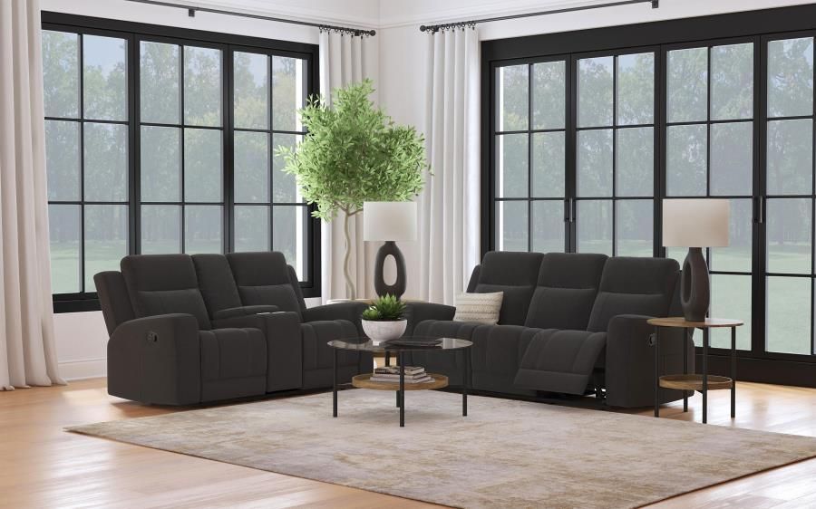 Brentwood Upholstered Reclining Sofa Set Charcoal, Sets: 2-Piece