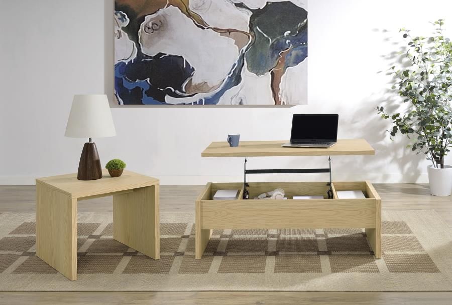 Canoga Lift Top Cocktail Coffee Table Set Light Oak, Sets: 2-Piece