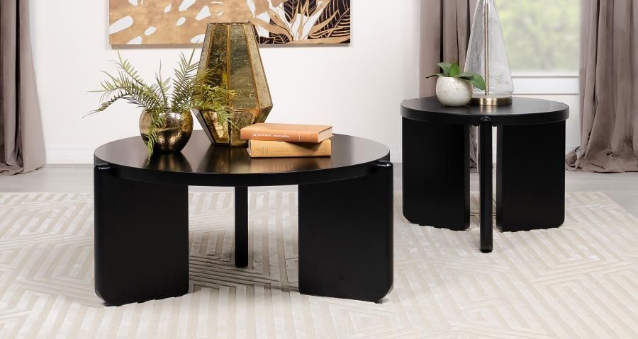 Cordova Solid Wood Coffee and End Table Set Black, Sets: 2-Piece