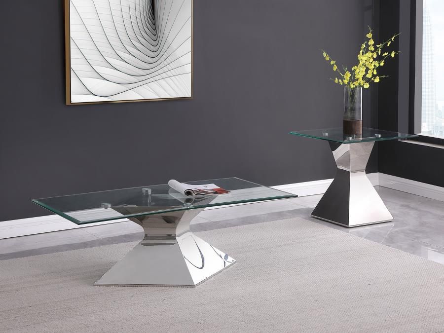 Jenny Rectangular Coffee and End Table Set Chrome, Sets: 2-Piece