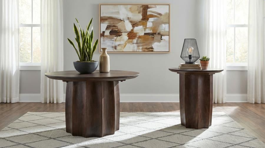 Cayenne Solid Mango Wood Coffee Table Set Walnut, Sets: 2-Piece
