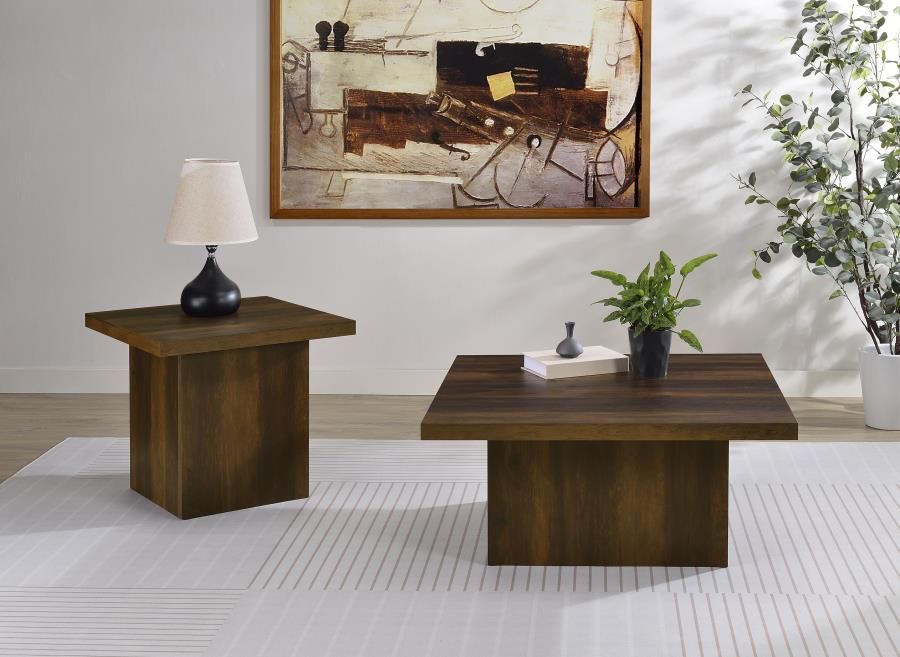 Devar Square Coffee and End Table Set Dark Pine, Sets: 2-Piece