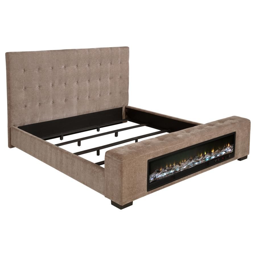 Senna Upholstered Audio Flame Visualizer Bed Brown, Size: Eastern King