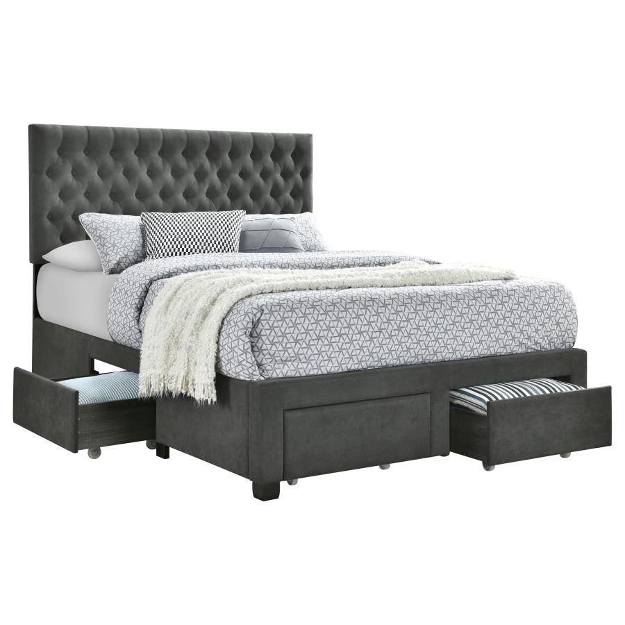 Soledad Upholstered Storage Panel Bed Grey, Size: Full