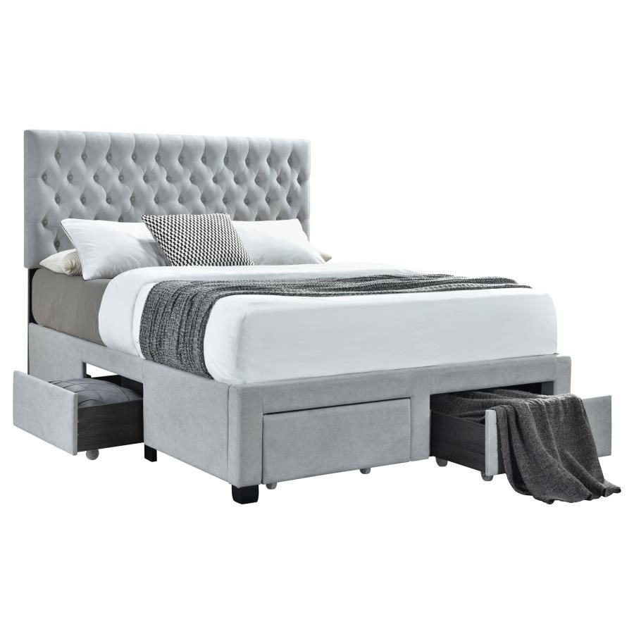 Soledad Upholstered Storage Bed Light Grey, Size: Full