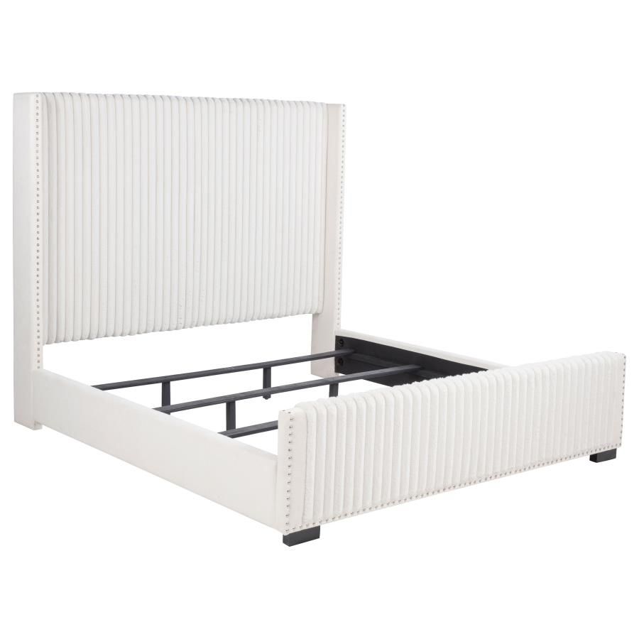 Natasha 65-inch Upholstered Bed Cream, Size: Eastern King