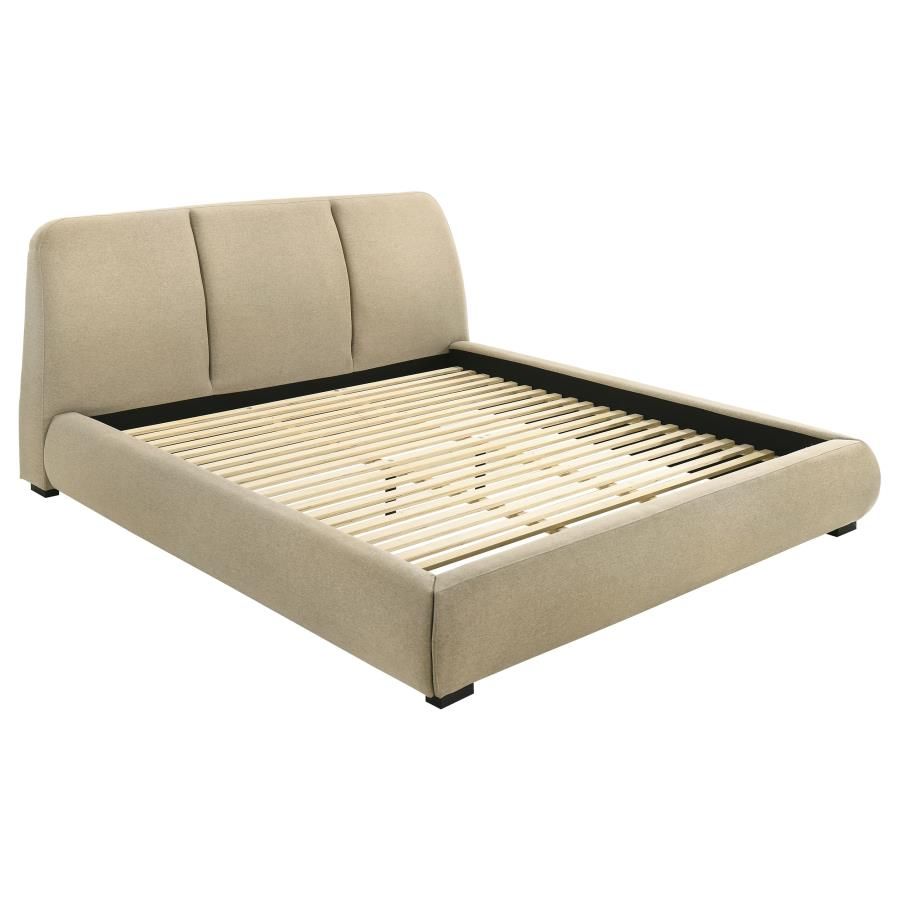 Mokena 46-inch Upholstered Platform Bed Brown, Size: Eastern King