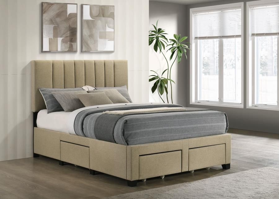 Wheatland 4-drawer Upholstered Storage Bed Brown, Size: Full