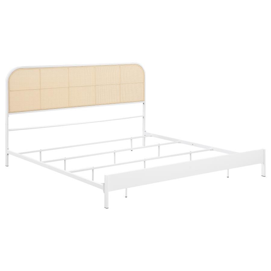 Amherst Radio Weave Rattan Metal Bed White, Size: Eastern King