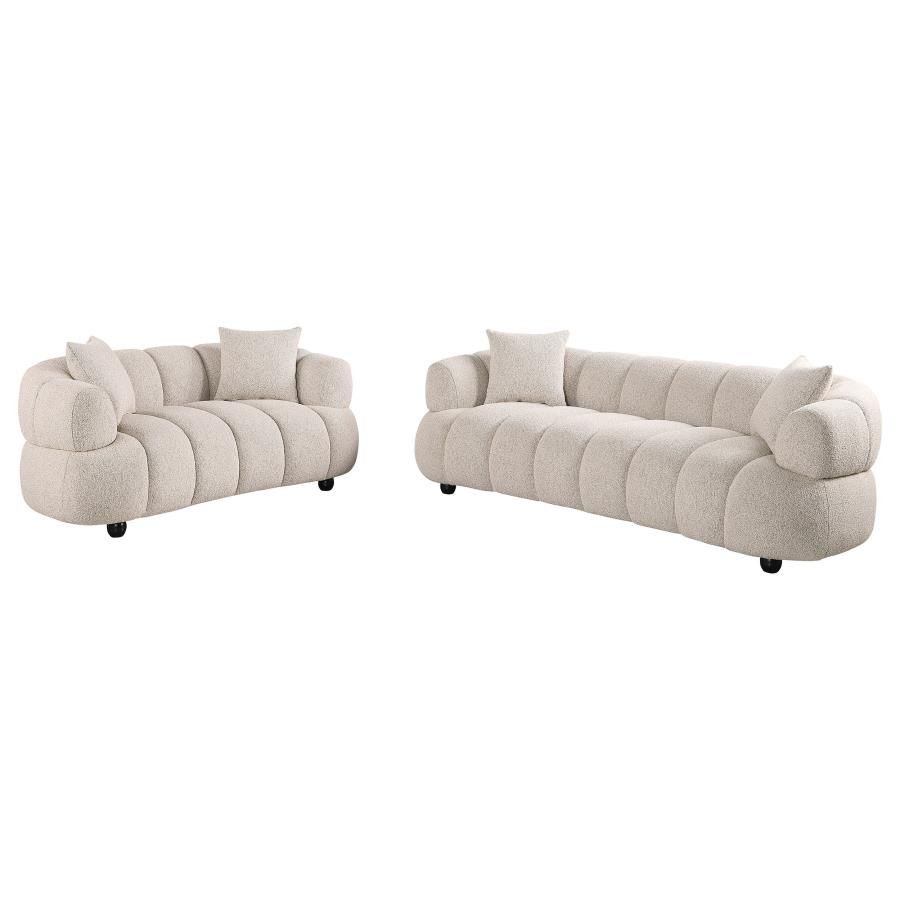 Whitney Contemporary Channel Tufted Woven Fabric Sofa Set, Sets: 2-Piece