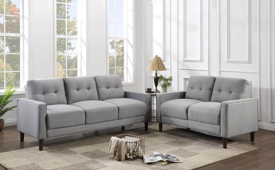 Bowen Upholstered Track Arm Tufted Sofa Set Grey, Sets: 2-Piece