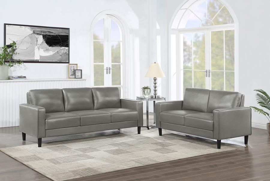 Ruth Upholstered Track Arm Sofa Set Grey, Sets: 2-Piece