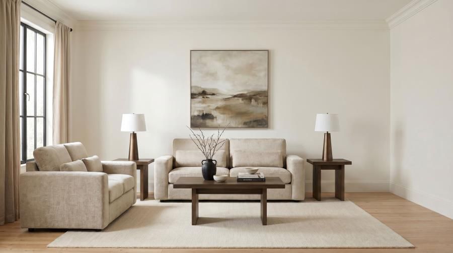 Amador Chenille Upholstered Track Arm Sofa Set Camel, Sets: 2-Piece