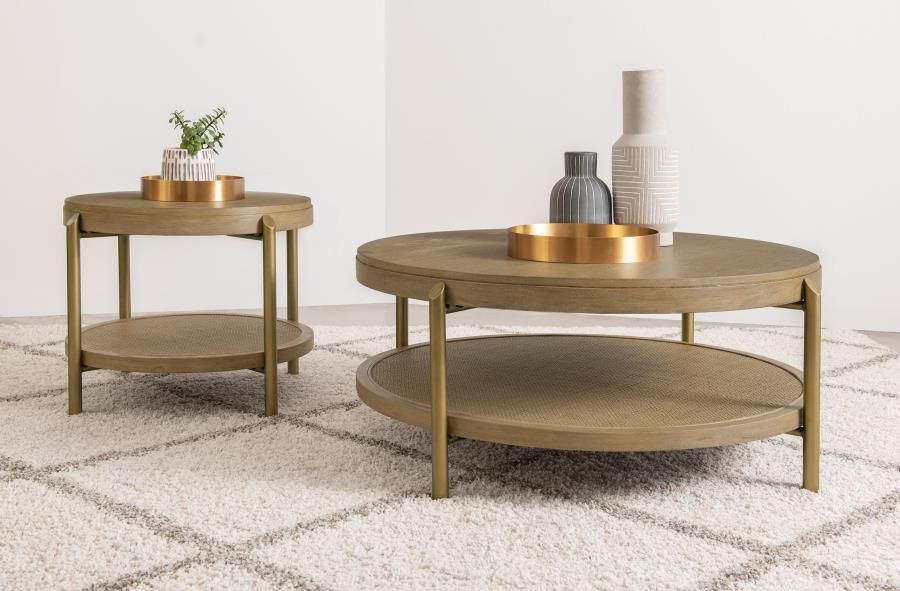 Arini Round Coffee and End Table Set Sand Wash, Sets: 2-Piece