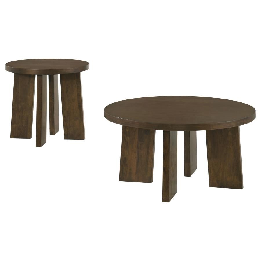 Strouse Round Coffee and End Table Set in Dark Walnut, Sets: 2-Piece