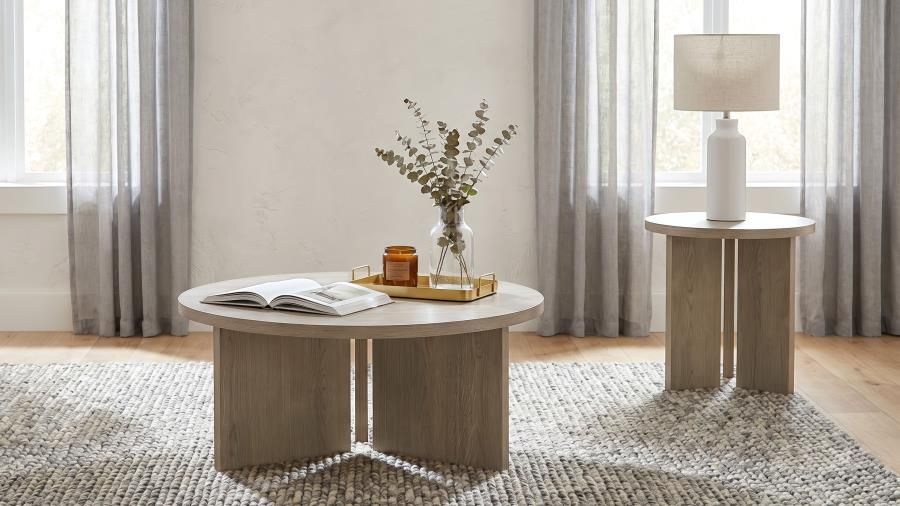 Aragon Round Coffee and End Table Set Latte, Sets: 2-Piece