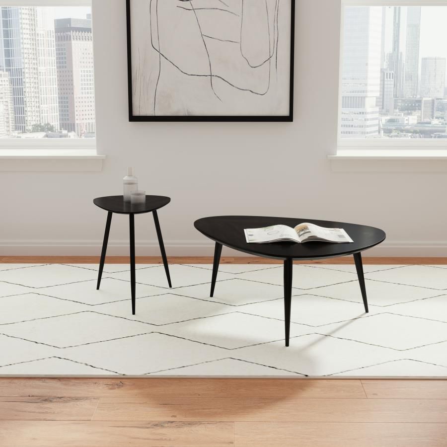 Odessa Triangular Coffee and End Table Set Black, Sets: 2-Piece