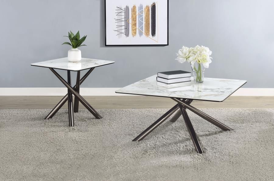 Carvell Square Coffee and End Table Set Mirage White, Sets: 2-Piece