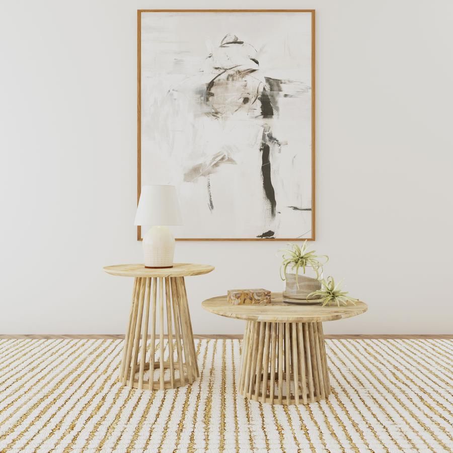 Touhy Round Coffee and End Table Set Natural Mango, Sets: 2-Piece