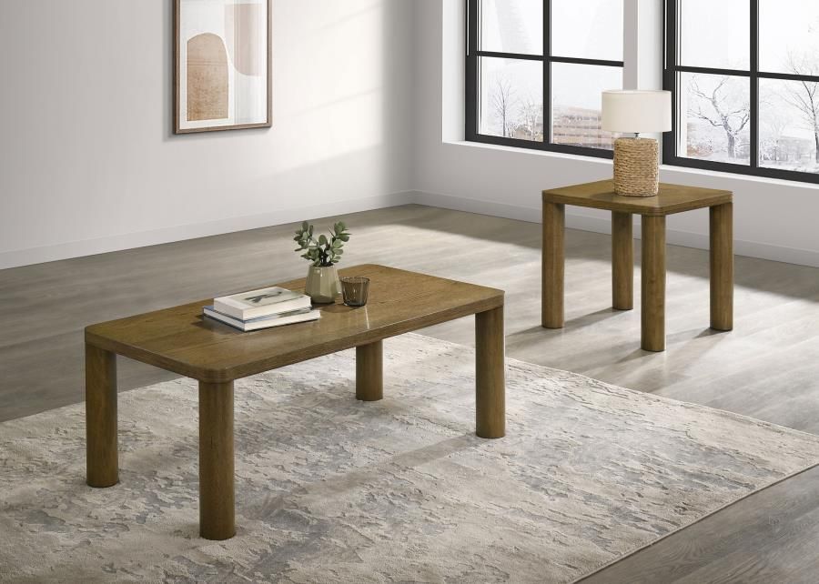 Castlewood Cocktail Coffee Table Set Brown Oak, Sets: 2-Piece