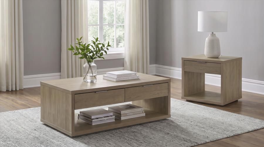 Ingram Coffee and End Table Set with Storage Latte, Sets: 2-Piece