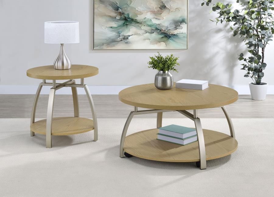 Dacre Round Coffee and End Table Set Greige, Sets: 2-Piece