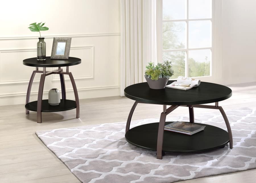 Dacre Round Coffee and End Table Set Dark Charcoal, Sets: 2-Piece