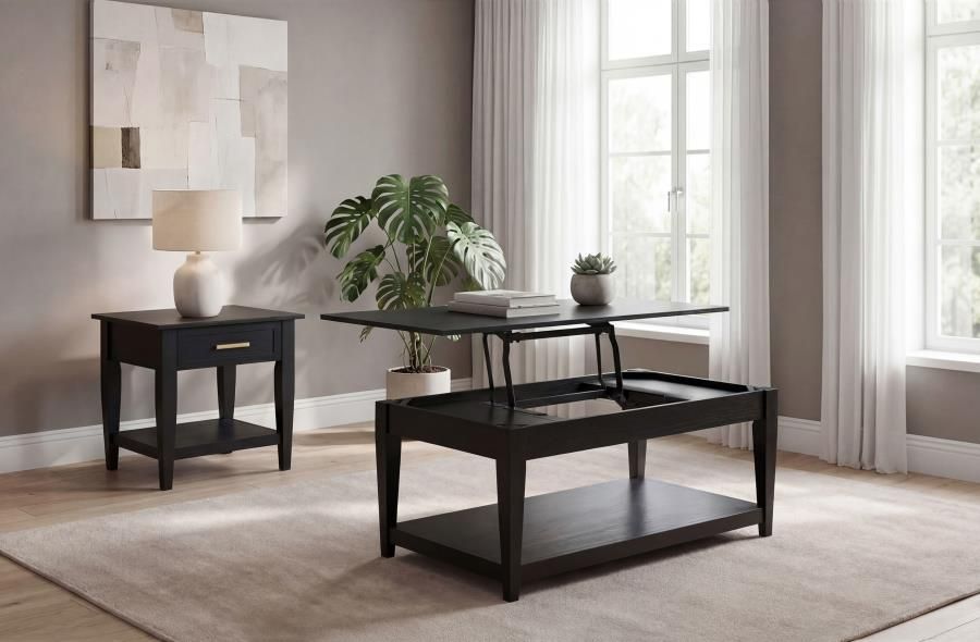 Lindenton Wood Lift-Top Coffee and End Table Set Black, Sets: 2-Piece
