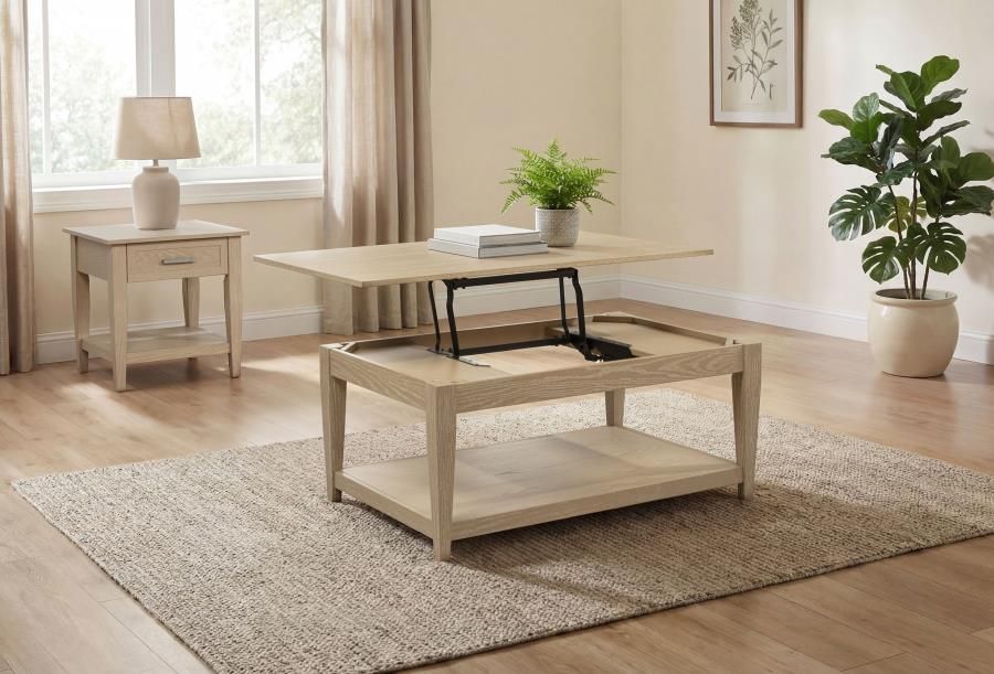 Lindenton Wood Lift-Top Coffee and End Table Set Blonde, Sets: 2-Piece