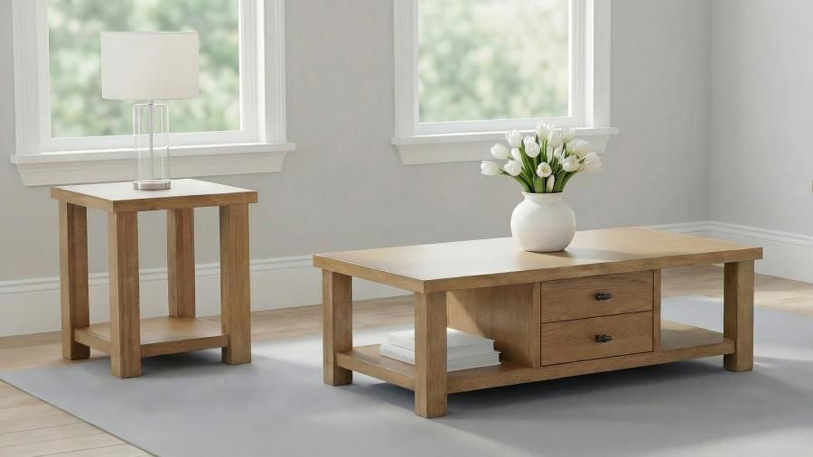 Beasley Wood Coffee Table Set Golden Oak, Sets: 2-Piece