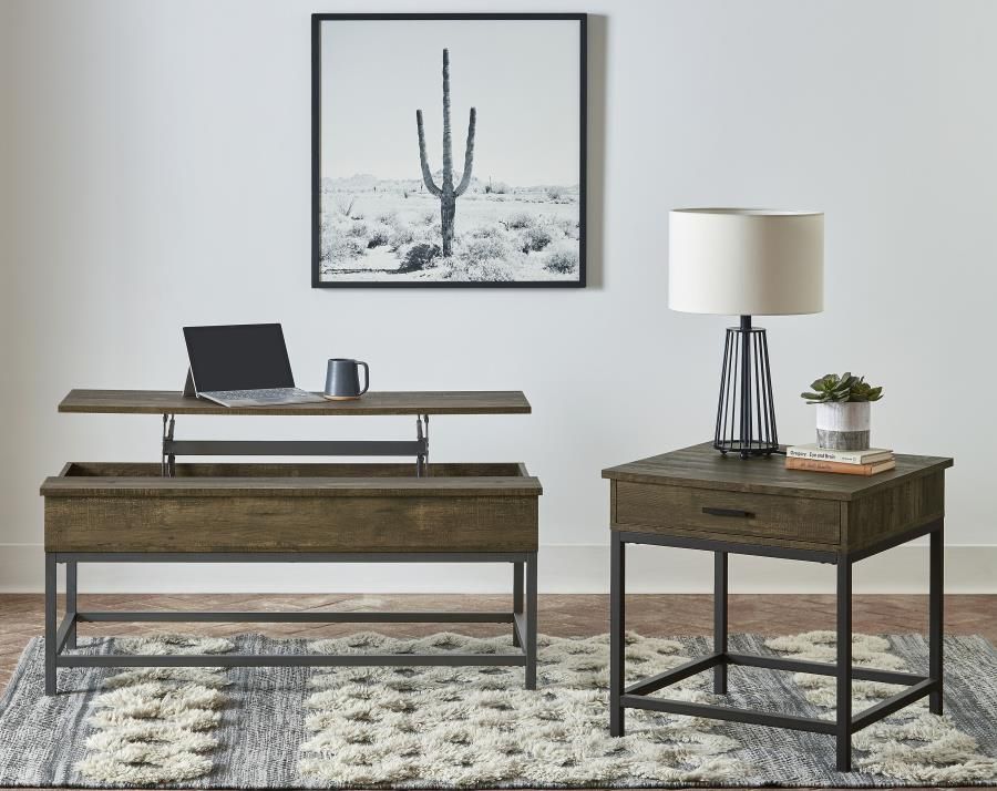 Byers Lift Top Coffee and End Table Set Brown Oak, Sets: 2-Piece