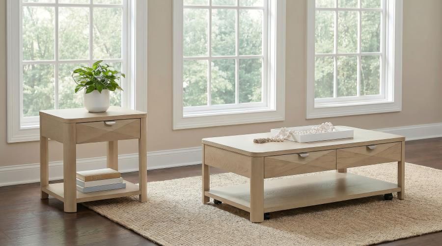 Marcelo Coffee Table Set with Storage Light Elm, Sets: 2-Piece