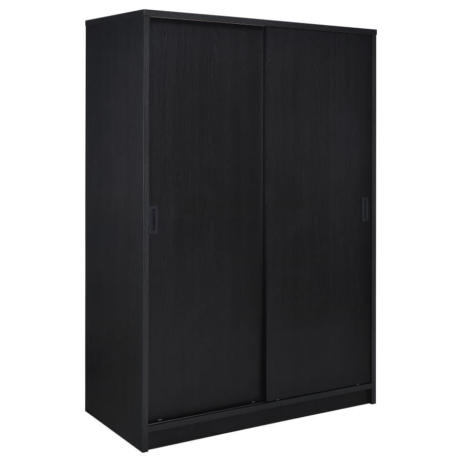 Noble 2-door Bedroom Wardrobe Storage Cabinet Armoire, Color: Black