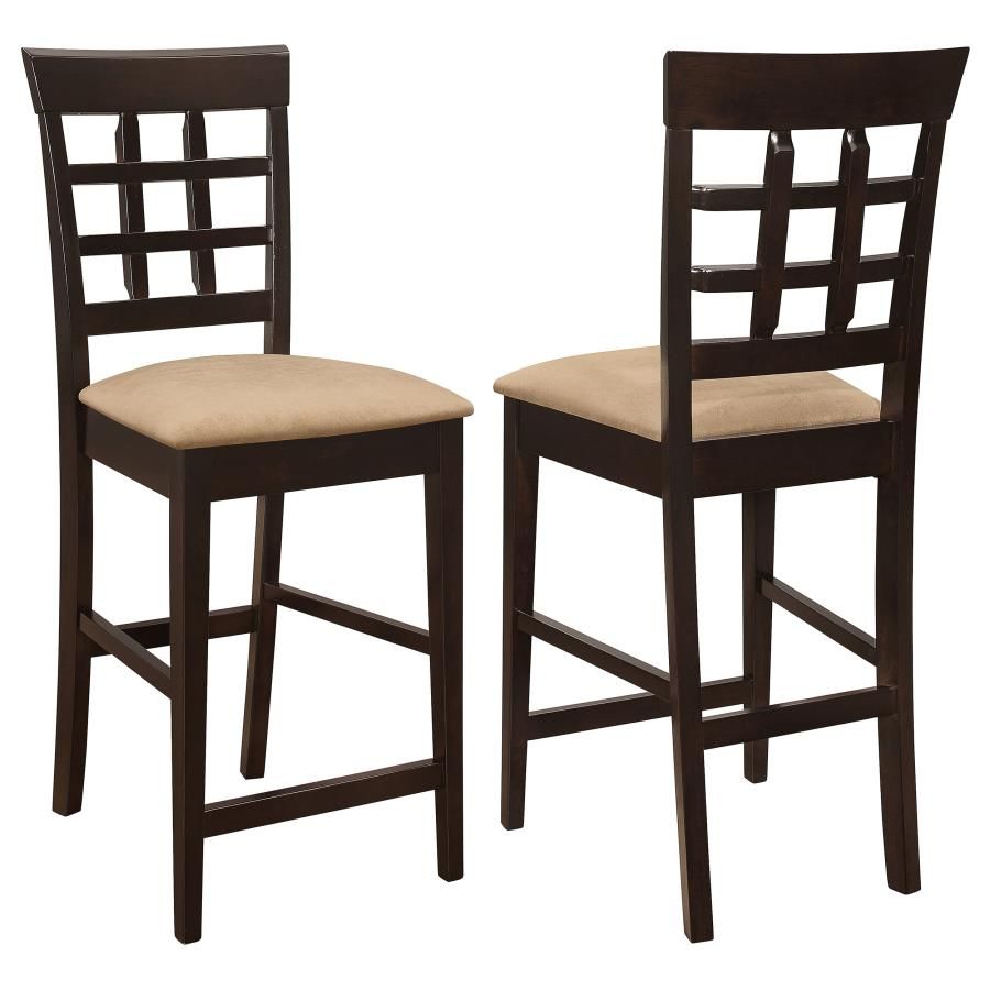 Gabriel Lattice-Back Upholstered Counter Chair Cappuccino (Set of 2)