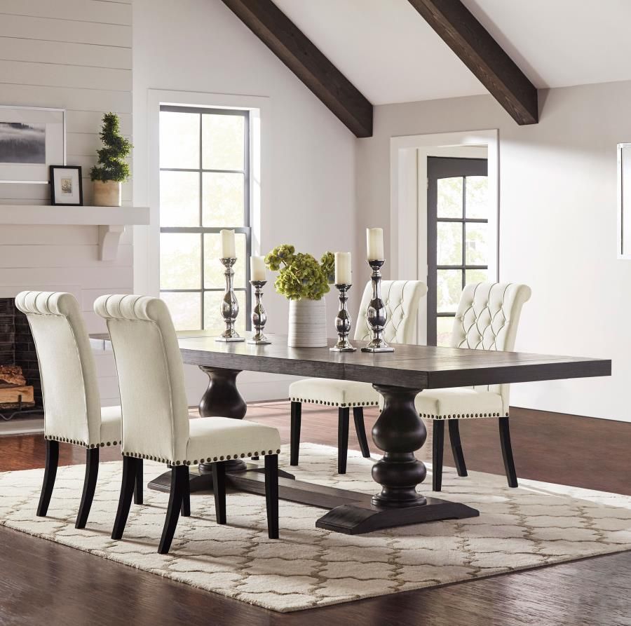Phelps Rectangular Dining Table Set Distressed Noir, Sets: 5-Piece