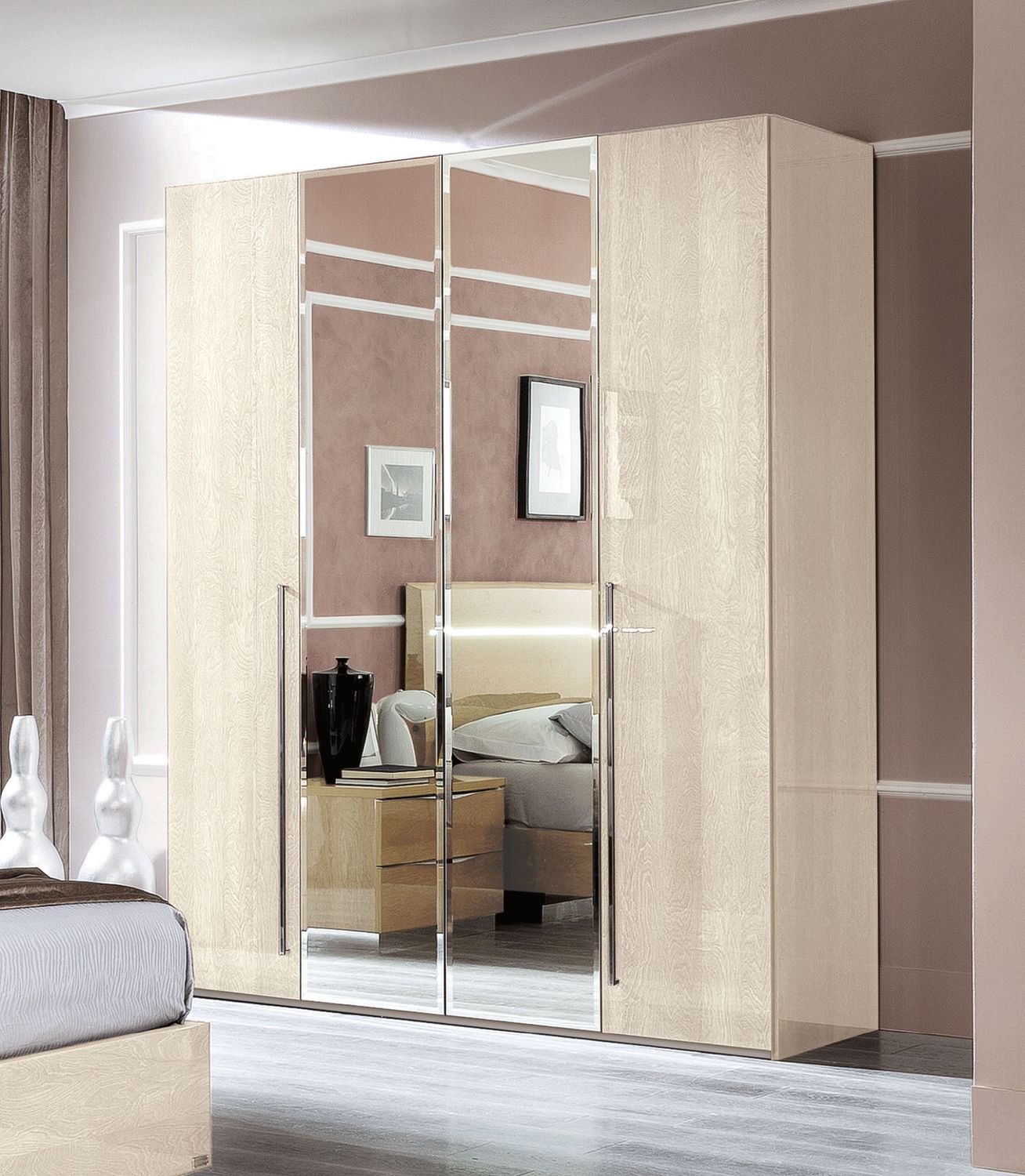 Maia - 4 Door Wardrobe Betulla Sabbia - Light Beige
