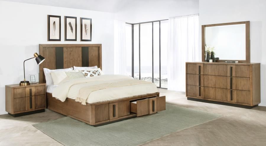 Terrace Bedroom Set Ash Brown, Sets: 4-Piece, Size: Eastern King