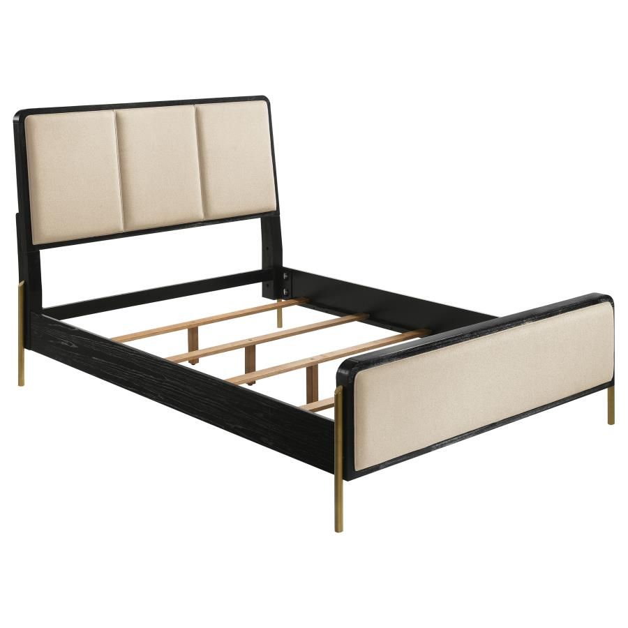 Arini 56-inch Panel Bed Cream and Black, Size: Eastern King