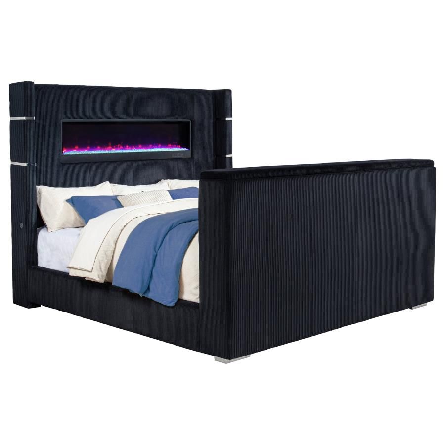 Tisdall Flame Visualizer TV Bed Black, Size: Eastern King