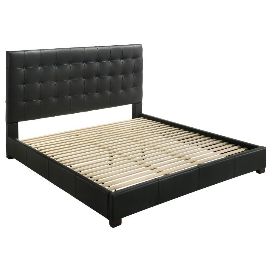 Medley Genuine Leather Platform Bed, Color: Black, Size: Eastern King