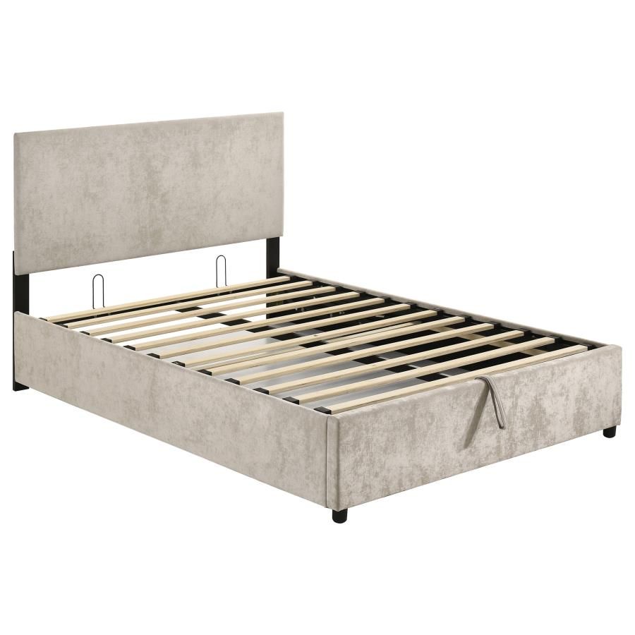 Reeves Upholstered Lift-Top Storage Platform Bed, Color: Beige, Size: Full