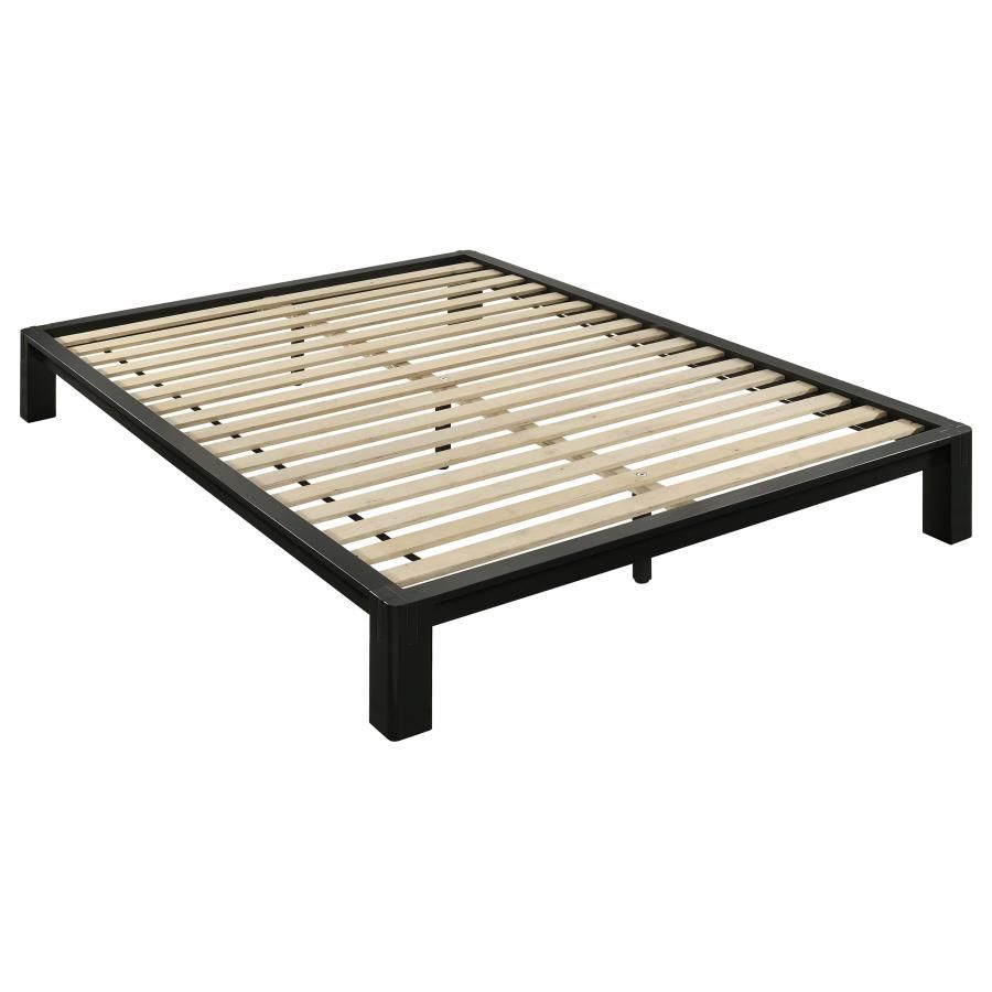 Gislen Easy Assembly Wood Platform Bed, Color: Black, Size: Full