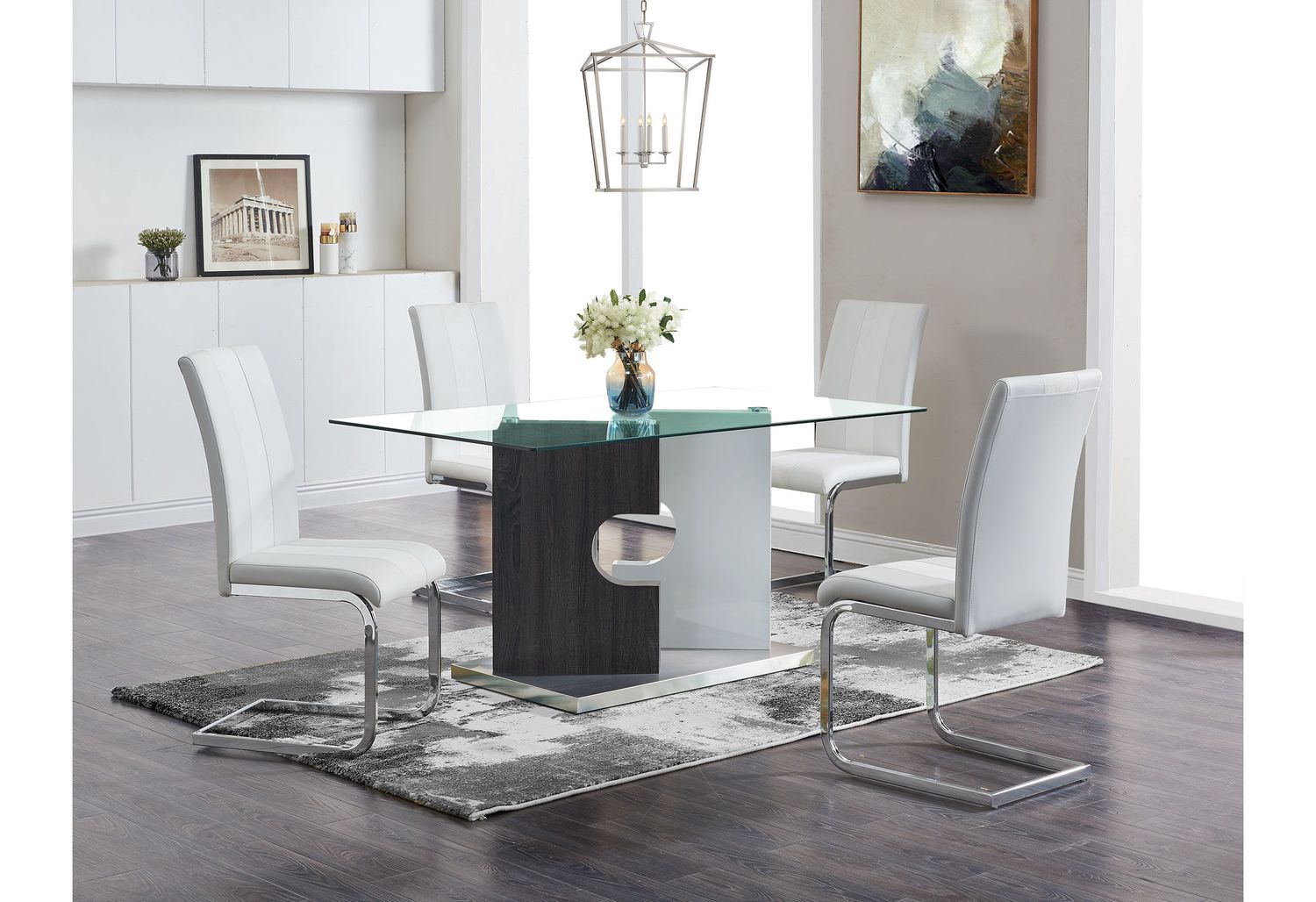 D219 - 7 Piece Dining Room Set (Dining Table And 6 Dining Chairs), Color: White
