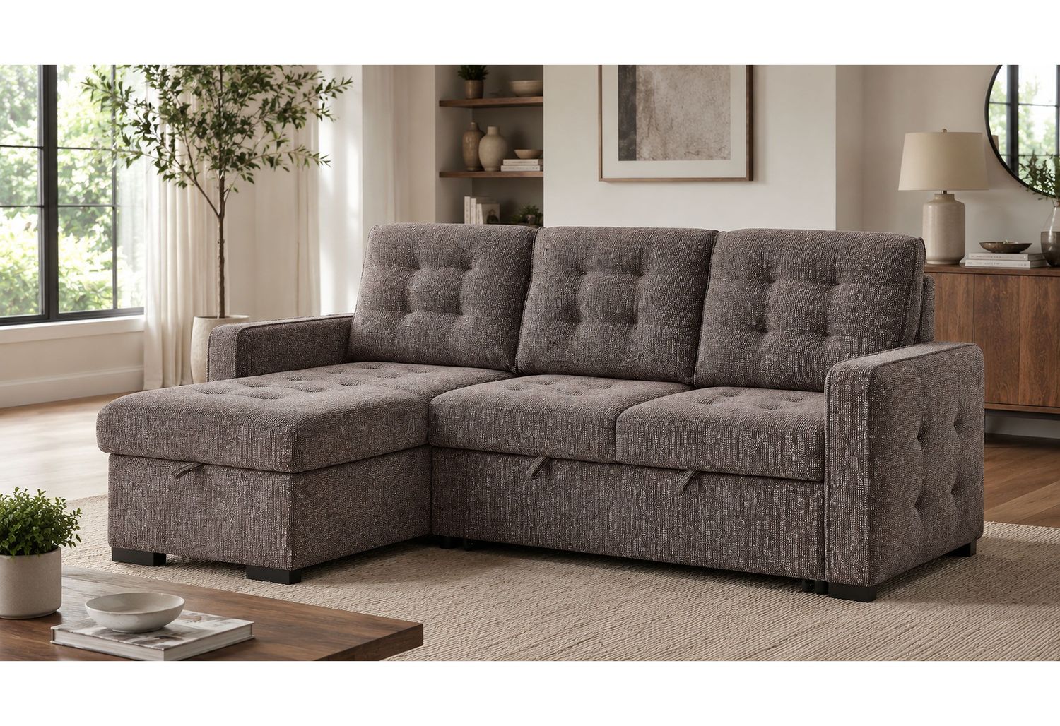 U0707 - Reversible Sofa Bed, Color: Dark Brown