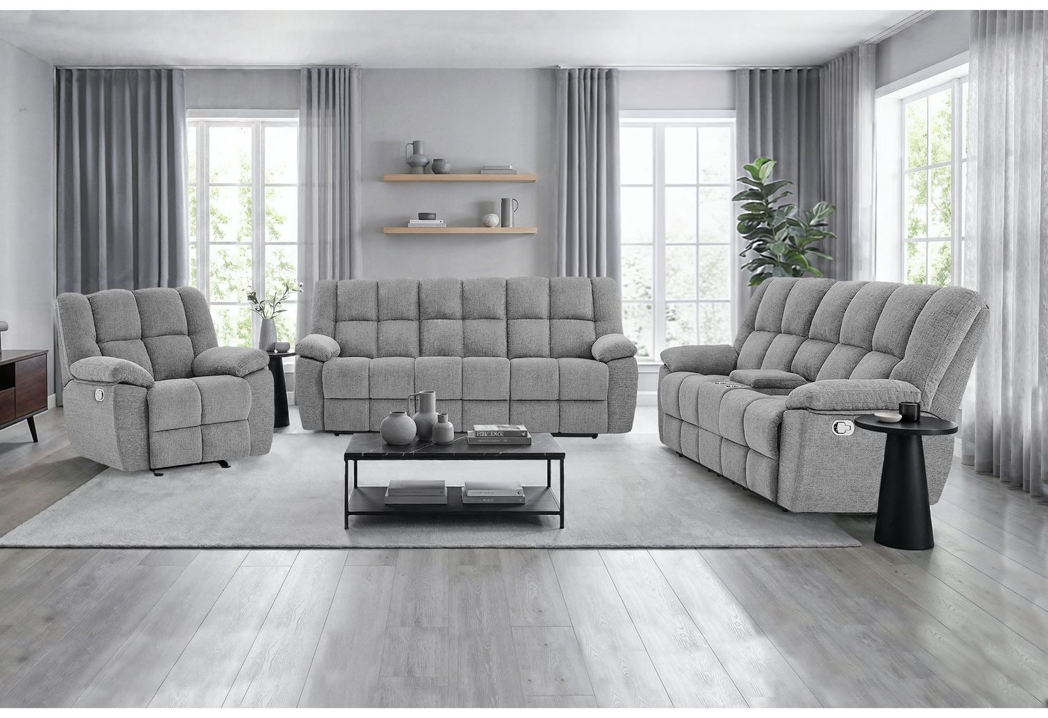 U6000 - Reclining Sofa / Console Reclining Loveseat, Color: Smoke
