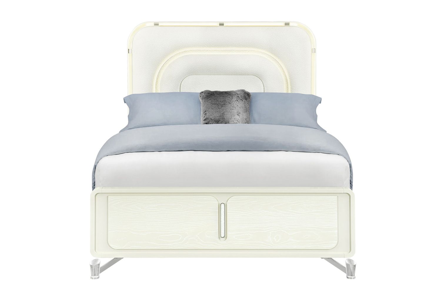 Lyra - Bed With LED - Beige, Size: Queen